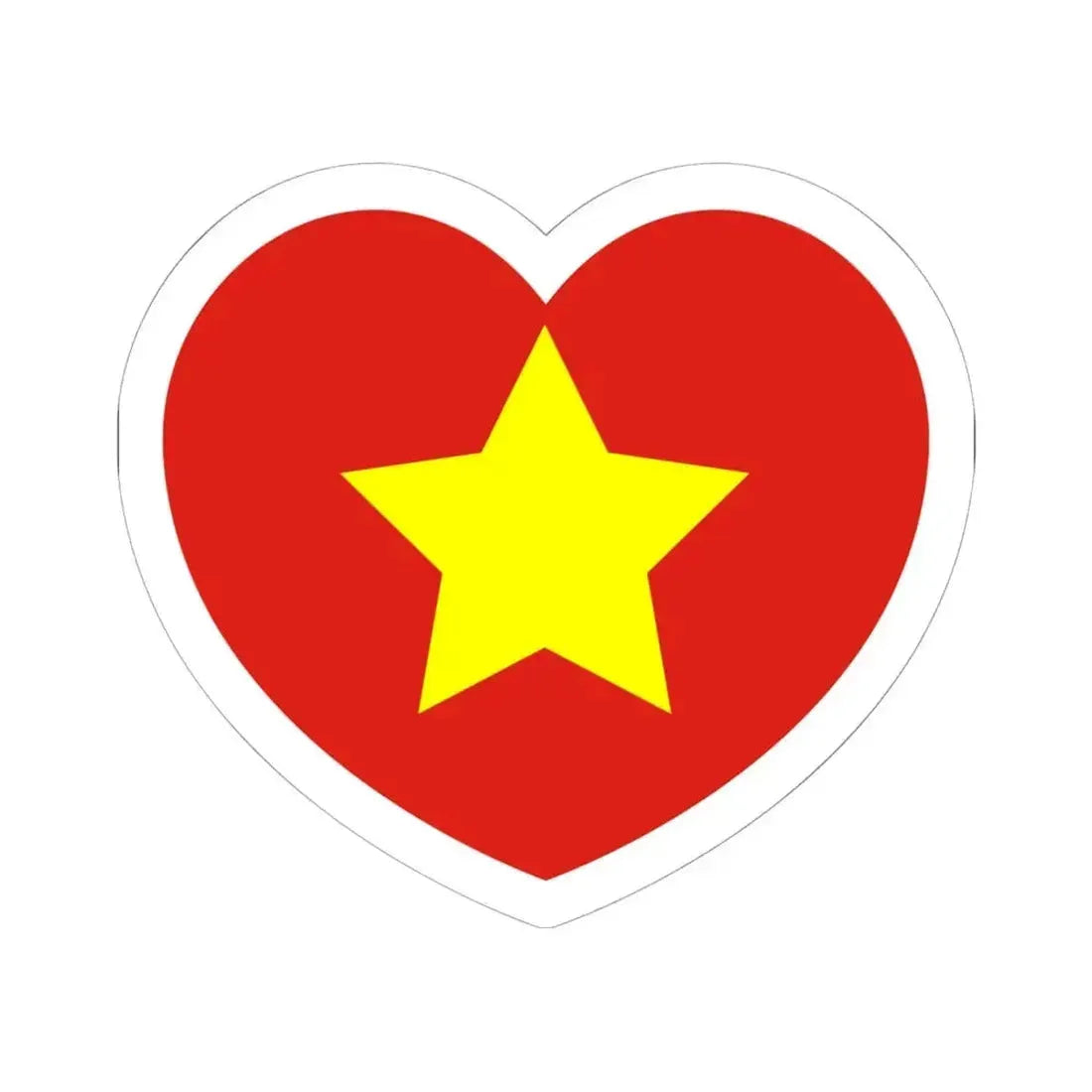 Heart Flag of North Vietnam 1945-1955 - STICKER Vinyl Kiss-Cut Decal 6 Inch White - The Sticker Space