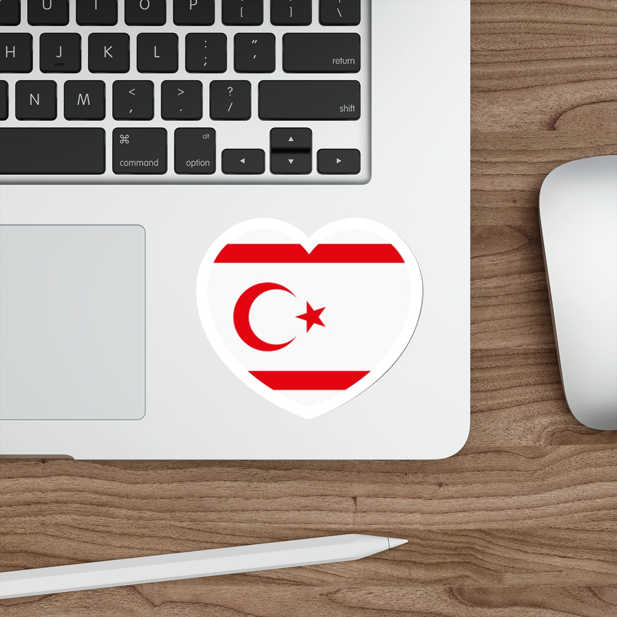 Heart Flag of Northern Cyprus - STICKER Vinyl Die-Cut Decal-The Sticker Space