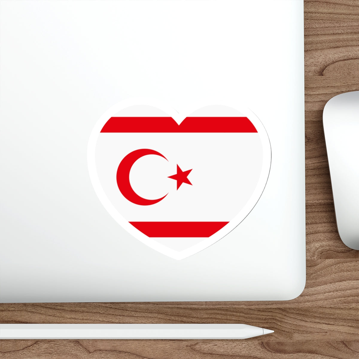 Heart Flag of Northern Cyprus - STICKER Vinyl Die-Cut Decal-The Sticker Space