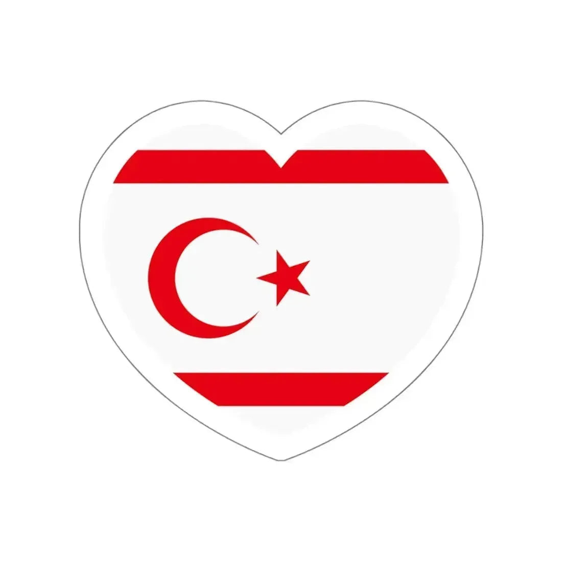 Heart Flag of Northern Cyprus - STICKER Vinyl Die-Cut Decal White Die-Cut 5 Inch - The Sticker Space