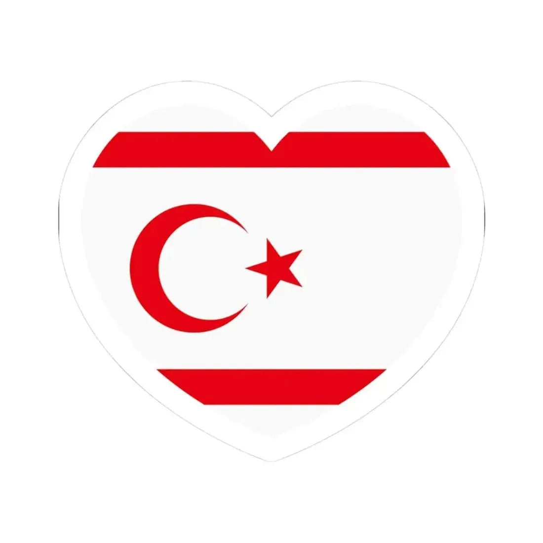 Heart Flag of Northern Cyprus - STICKER Vinyl Kiss-Cut Decal 3 Inch White - The Sticker Space