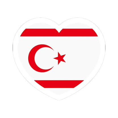Heart Flag of Northern Cyprus - STICKER Vinyl Kiss-Cut Decal 3 Inch White - The Sticker Space