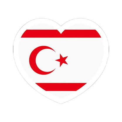 Heart Flag of Northern Cyprus - STICKER Vinyl Kiss-Cut Decal 4 Inch White - The Sticker Space