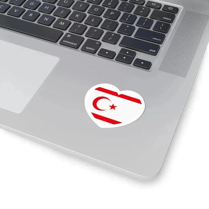 Heart Flag of Northern Cyprus - STICKER Vinyl Kiss-Cut Decal - The Sticker Space