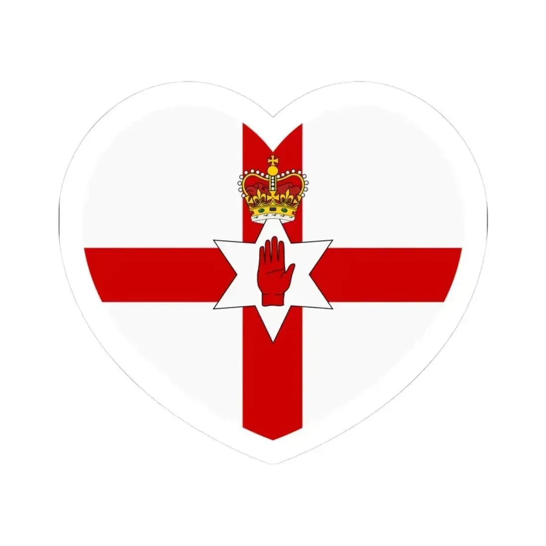 Heart Flag of Northern Ireland - STICKER Vinyl Kiss-Cut Decal 3 Inch White - The Sticker Space