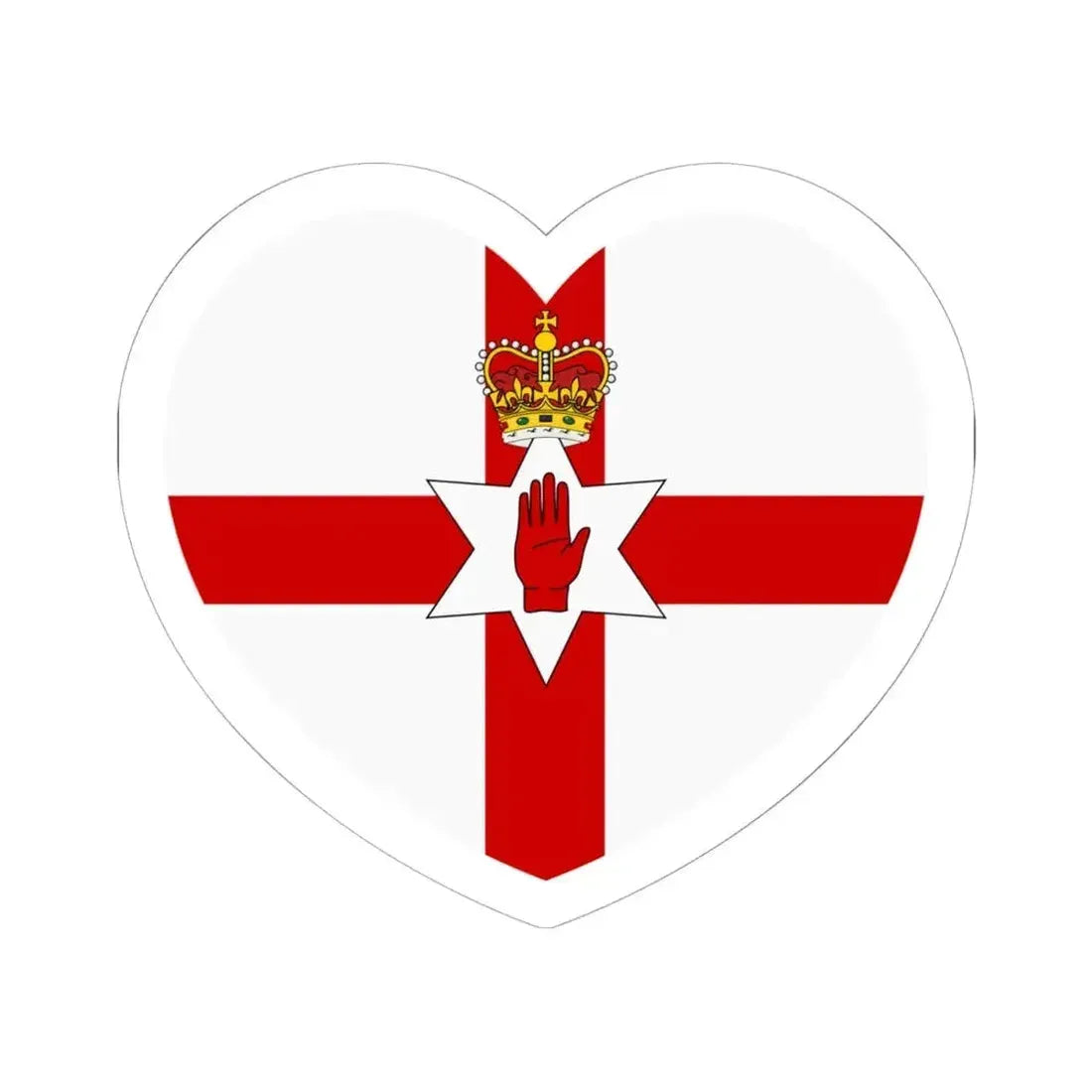 Heart Flag of Northern Ireland - STICKER Vinyl Kiss-Cut Decal 6 Inch White - The Sticker Space