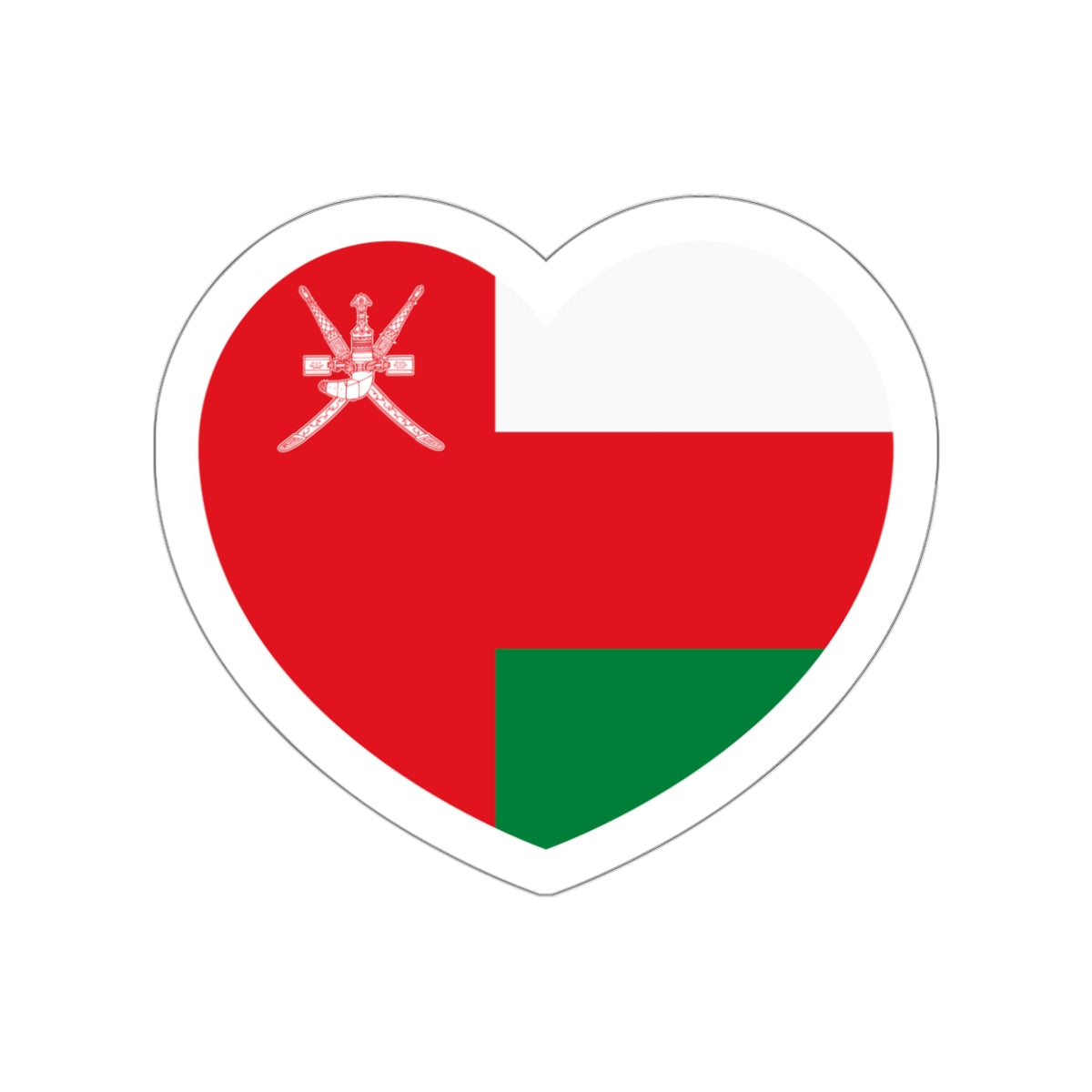 Heart Flag of Oman - STICKER Vinyl Die-Cut Decal-White-The Sticker Space