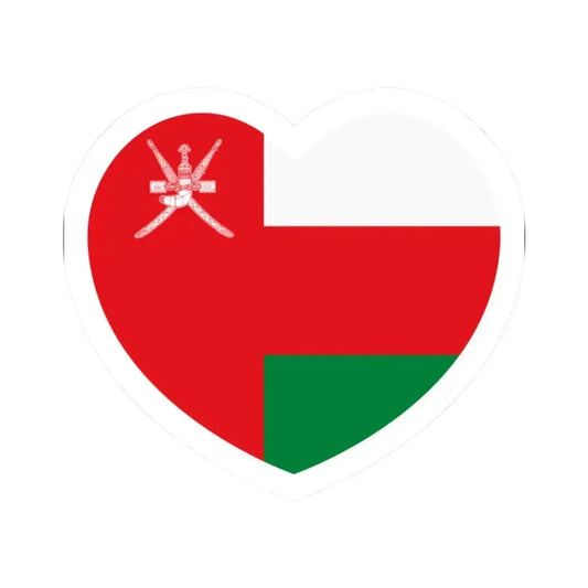 Heart Flag of Oman - STICKER Vinyl Kiss-Cut Decal 2 Inch White - The Sticker Space