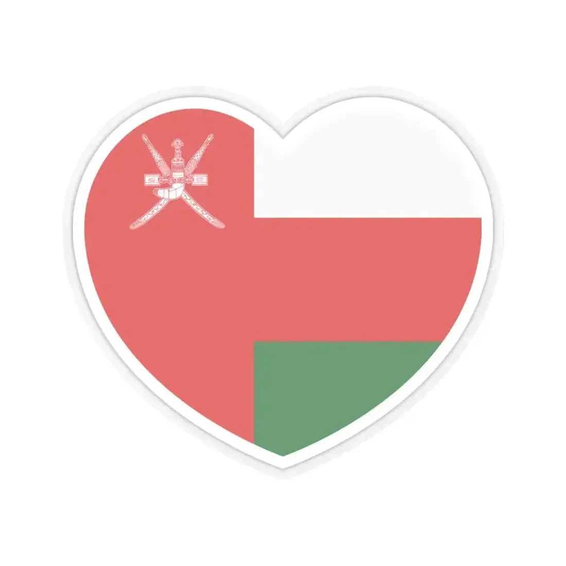 Heart Flag of Oman - STICKER Vinyl Kiss-Cut Decal 4 Inch Transparent - The Sticker Space