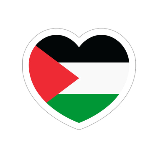 Heart Flag of Palestine - STICKER Vinyl Die-Cut Decal-White-The Sticker Space