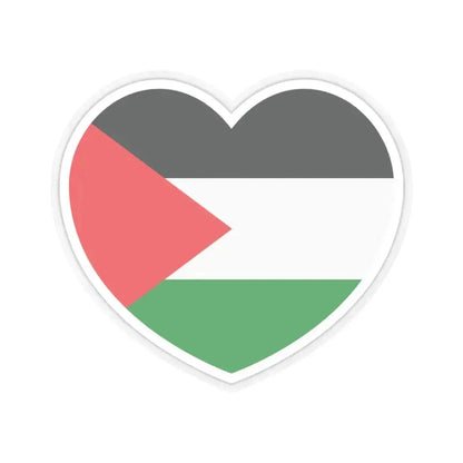 Heart Flag of Palestine - STICKER Vinyl Kiss-Cut Decal 3 Inch Transparent - The Sticker Space