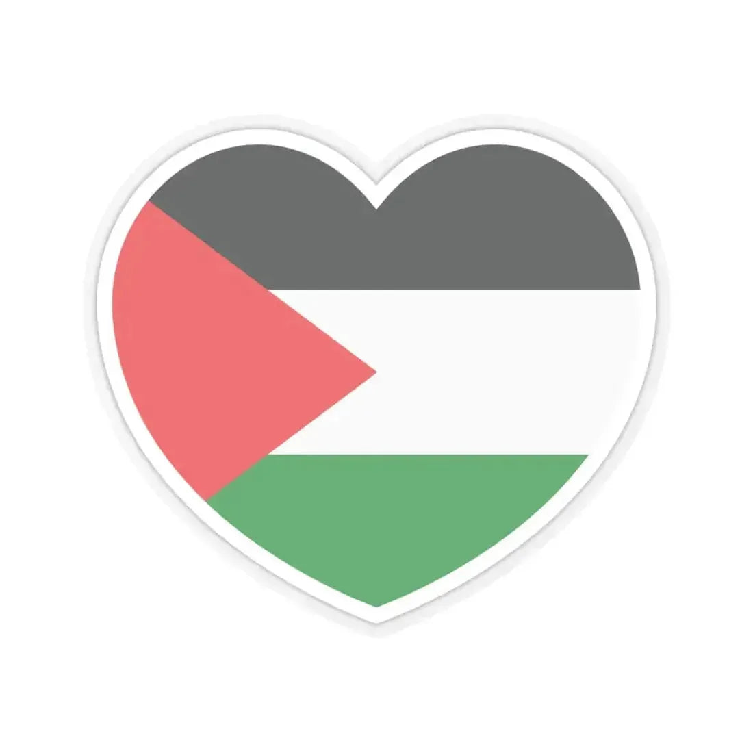 Heart Flag of Palestine - STICKER Vinyl Kiss-Cut Decal 6 Inch Transparent - The Sticker Space