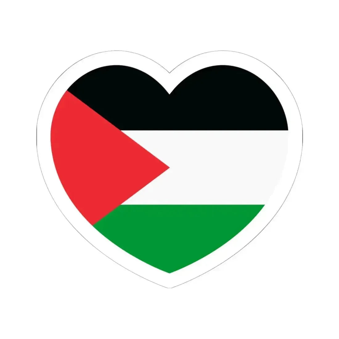 Heart Flag of Palestine - STICKER Vinyl Kiss-Cut Decal 6 Inch White - The Sticker Space