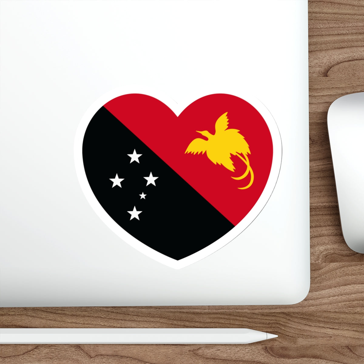 Heart Flag of Papua New Guinea - STICKER Vinyl Die-Cut Decal-The Sticker Space