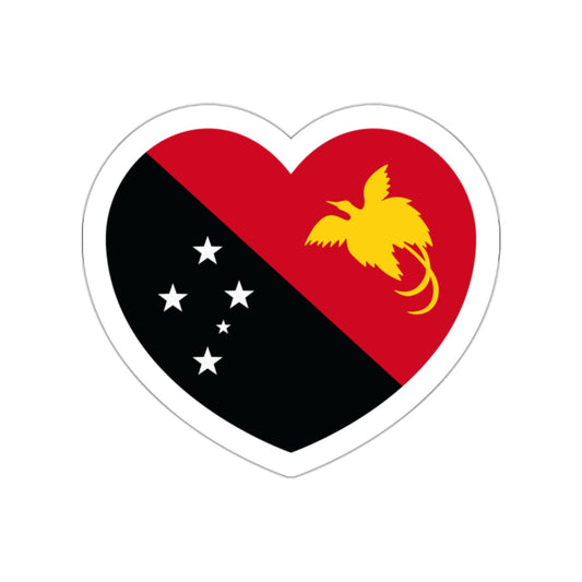 Heart Flag of Papua New Guinea - STICKER Vinyl Die-Cut Decal-White-The Sticker Space