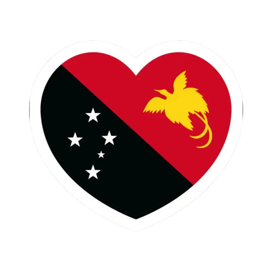 Heart Flag of Papua New Guinea - STICKER Vinyl Kiss-Cut Decal 2 Inch White - The Sticker Space
