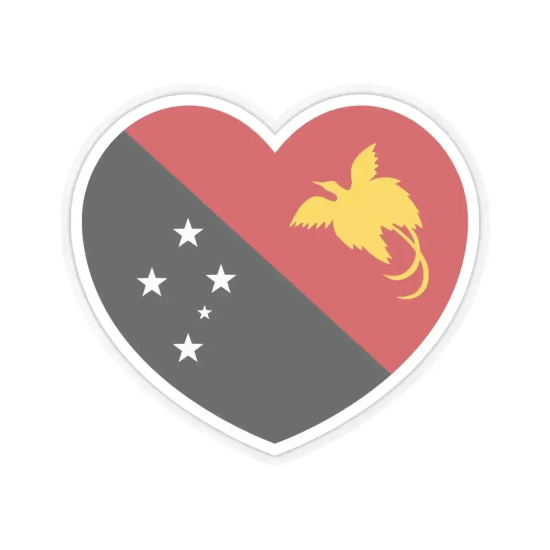 Heart Flag of Papua New Guinea - STICKER Vinyl Kiss-Cut Decal 4 Inch Transparent - The Sticker Space