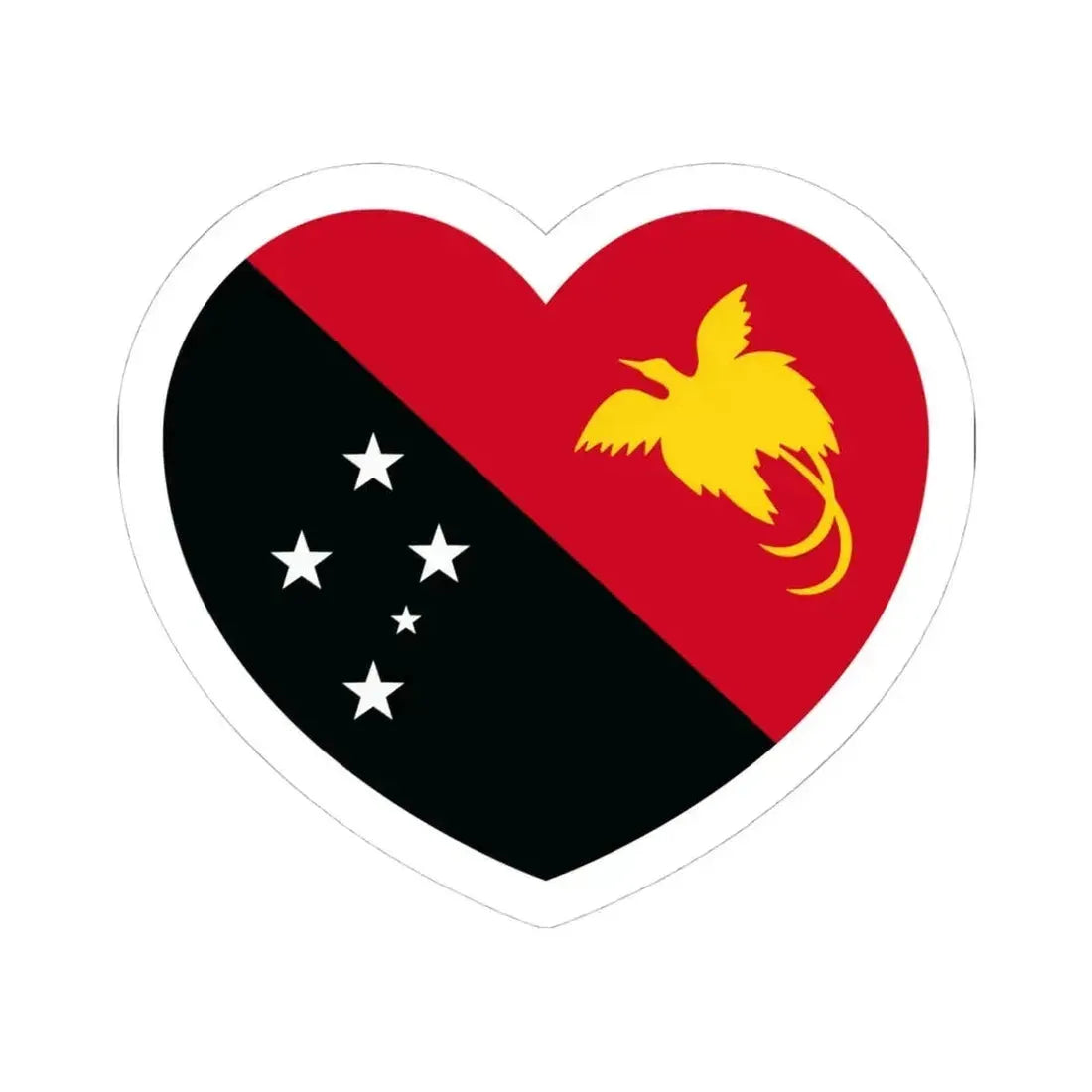 Heart Flag of Papua New Guinea - STICKER Vinyl Kiss-Cut Decal 4 Inch White - The Sticker Space