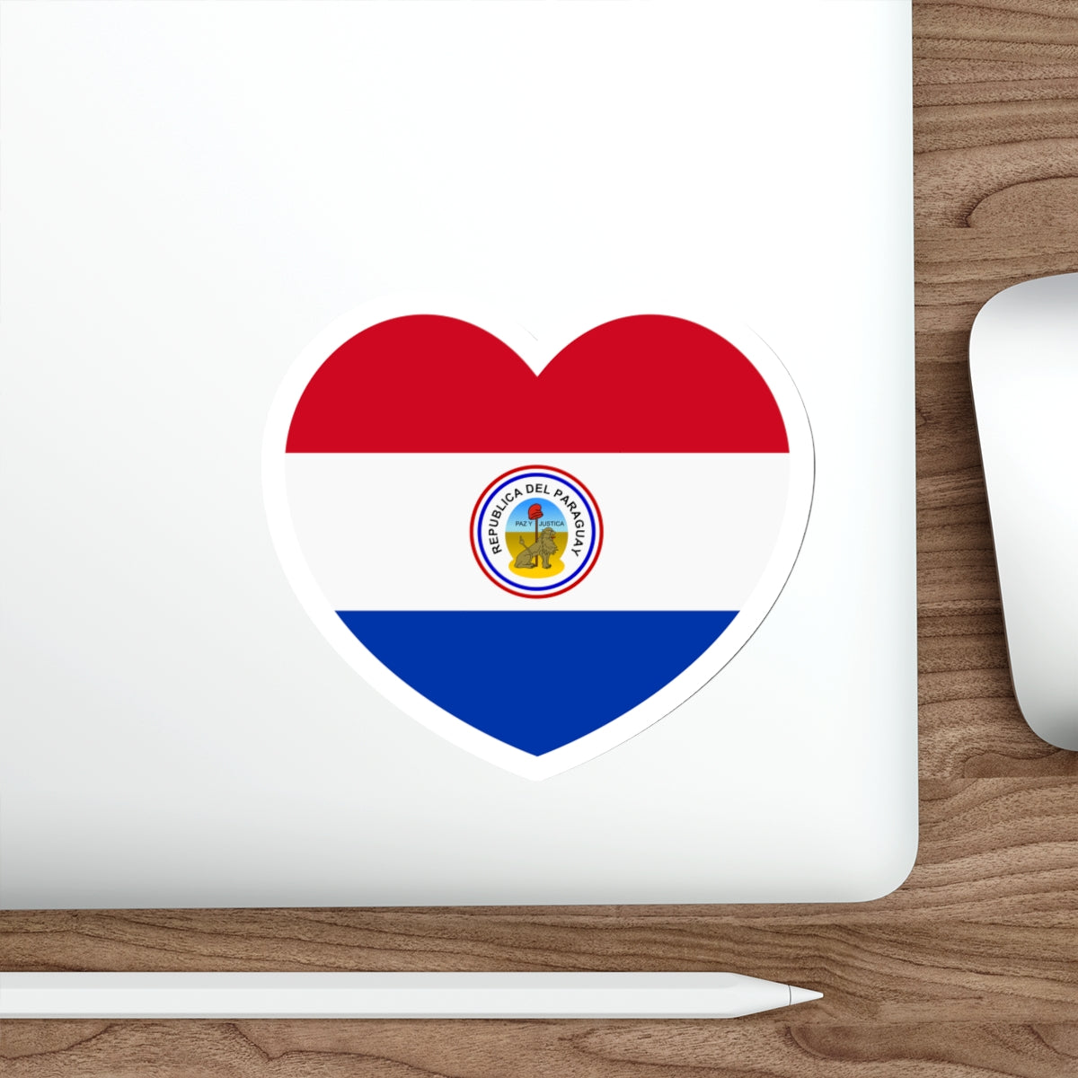 Heart Flag of Paraguay 1842-1990 reverse - STICKER Vinyl Die-Cut Decal-The Sticker Space