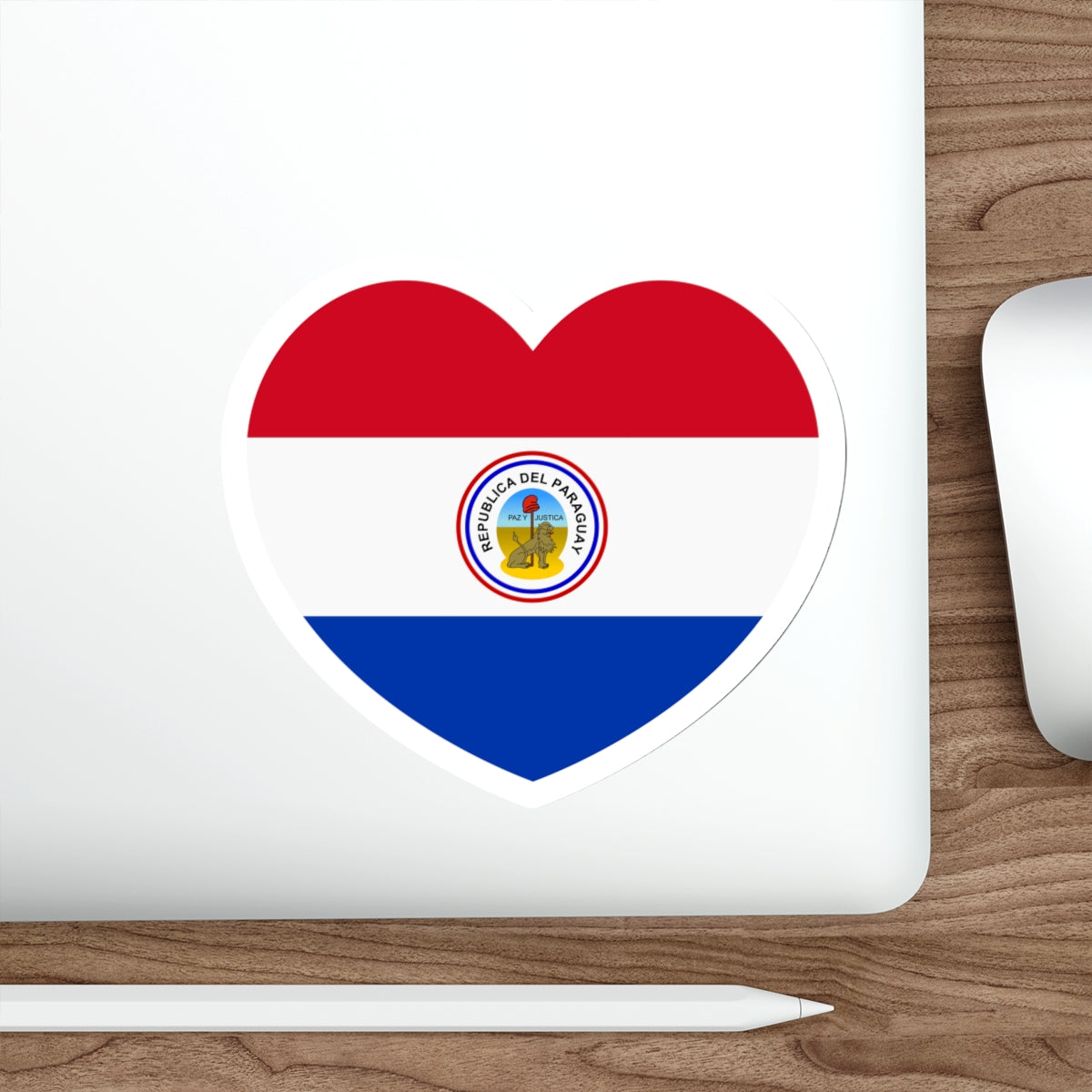 Heart Flag of Paraguay 1842-1990 reverse - STICKER Vinyl Die-Cut Decal-The Sticker Space