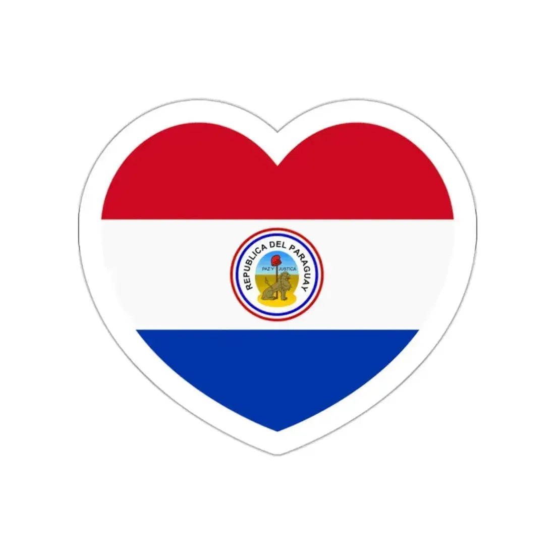 Heart Flag of Paraguay 1842-1990 reverse - STICKER Vinyl Die-Cut Decal White Die-Cut 2 Inch - The Sticker Space