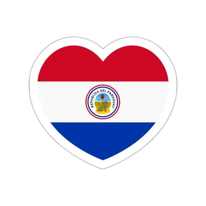 Heart Flag of Paraguay 1842-1990 reverse - STICKER Vinyl Die-Cut Decal White Die-Cut 2 Inch - The Sticker Space