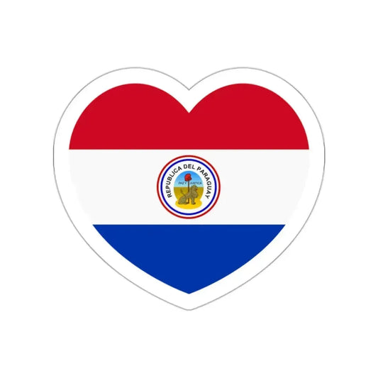 Heart Flag of Paraguay 1842-1990 reverse - STICKER Vinyl Die-Cut Decal White Die-Cut 2 Inch - The Sticker Space
