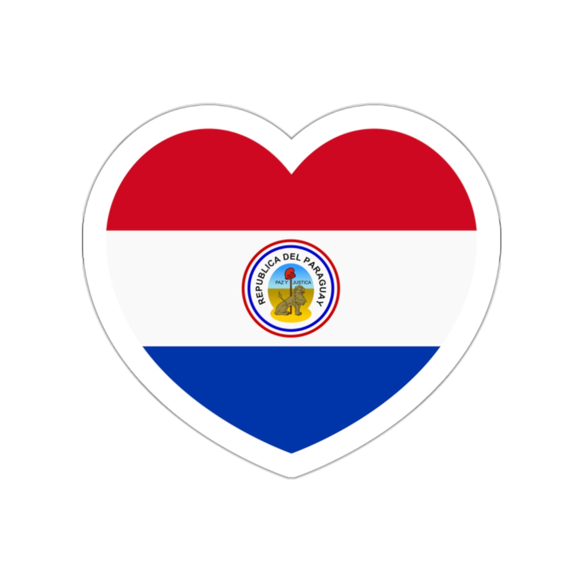 Heart Flag of Paraguay 1842-1990 reverse - STICKER Vinyl Die-Cut Decal-White-The Sticker Space