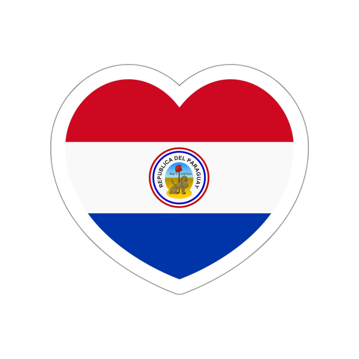 Heart Flag of Paraguay 1842-1990 reverse - STICKER Vinyl Die-Cut Decal-White-The Sticker Space