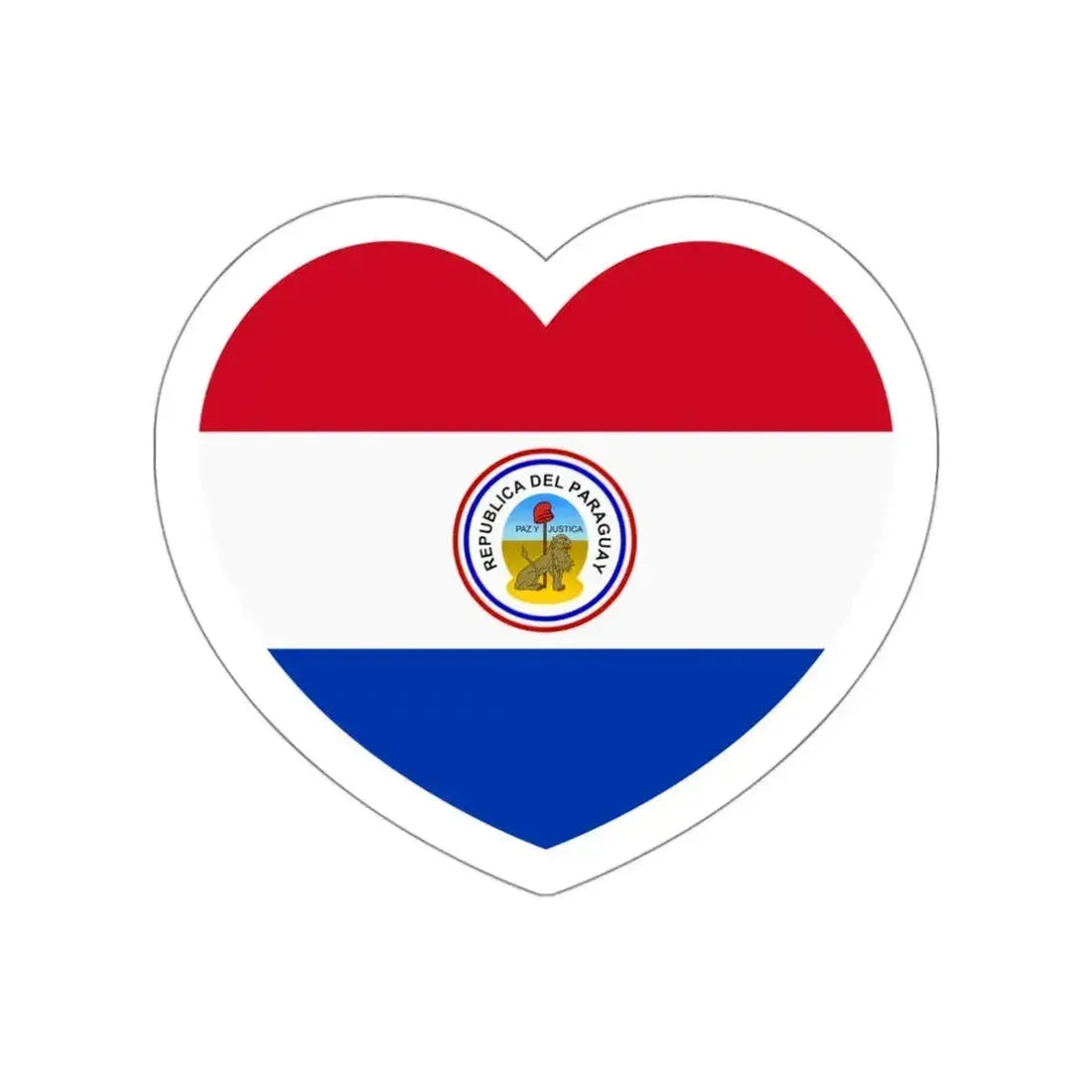 Heart Flag of Paraguay 1842-1990 reverse - STICKER Vinyl Die-Cut Decal White Die-Cut 3 Inch - The Sticker Space