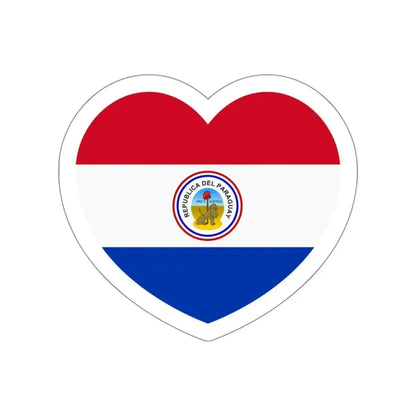 Heart Flag of Paraguay 1842-1990 reverse - STICKER Vinyl Die-Cut Decal White Die-Cut 3 Inch - The Sticker Space