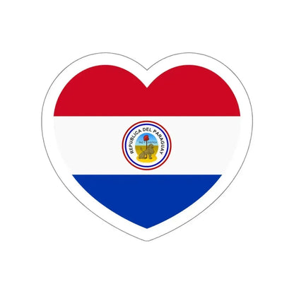 Heart Flag of Paraguay 1842-1990 reverse - STICKER Vinyl Die-Cut Decal White Die-Cut 4 Inch - The Sticker Space