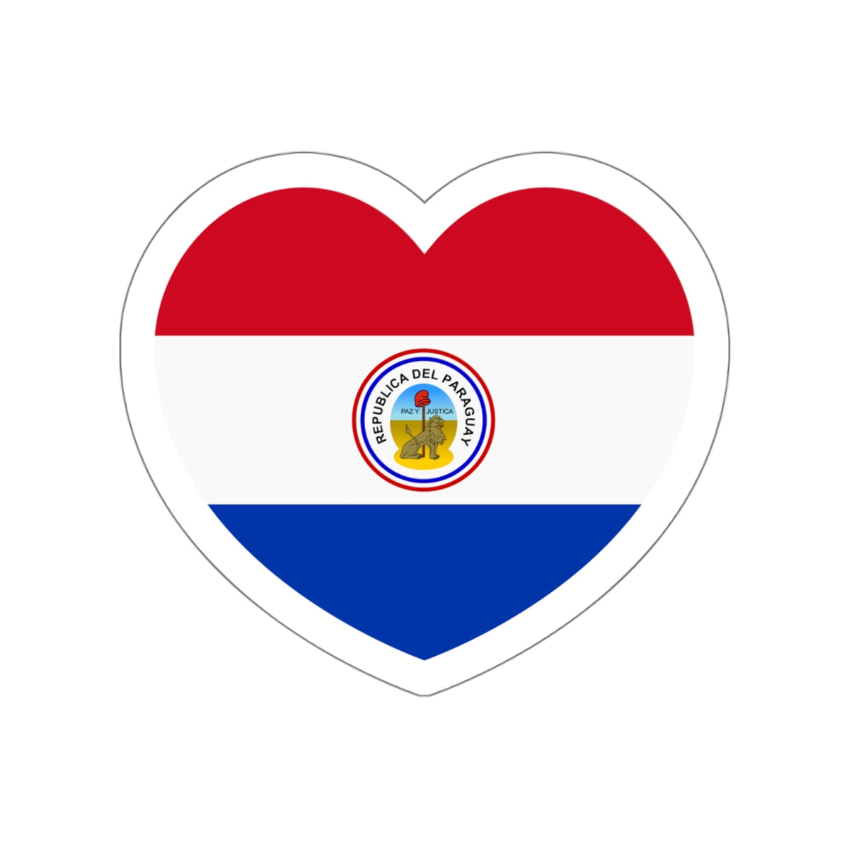 Heart Flag of Paraguay 1842-1990 reverse - STICKER Vinyl Die-Cut Decal-White-The Sticker Space