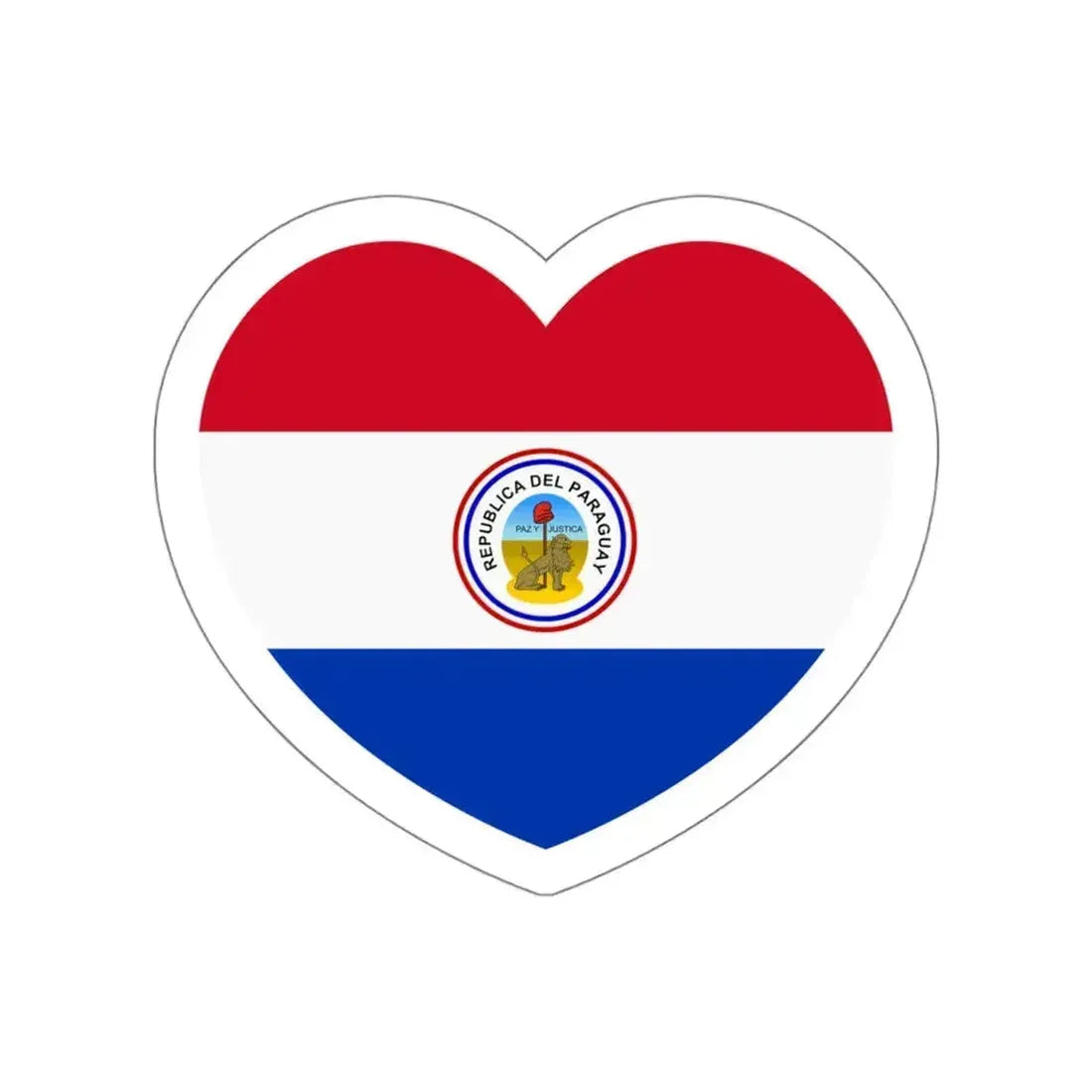 Heart Flag of Paraguay 1842-1990 reverse - STICKER Vinyl Die-Cut Decal White Die-Cut 6 Inch - The Sticker Space