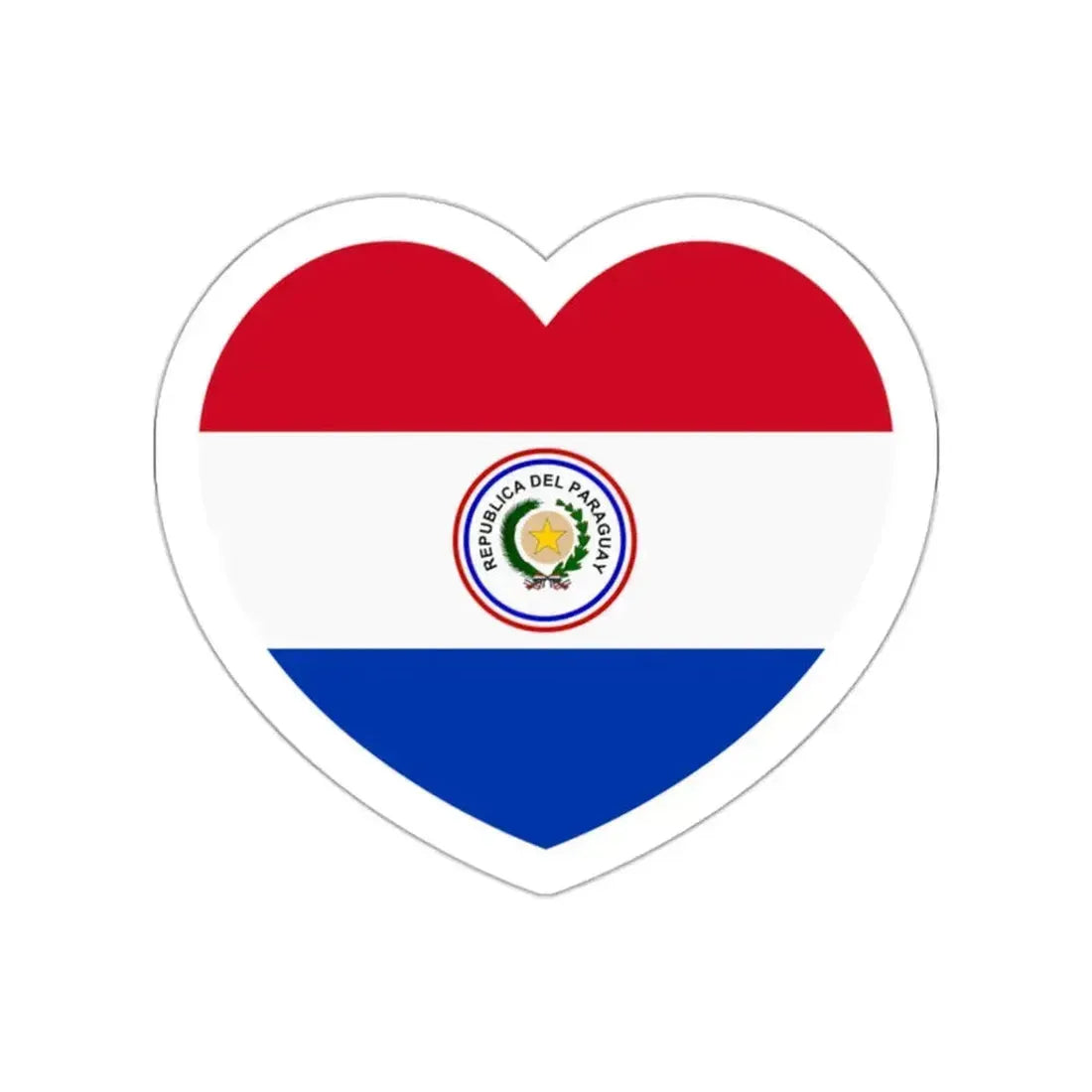 Heart Flag of Paraguay 1842-1990 - STICKER Vinyl Die-Cut Decal White Die-Cut 2 Inch - The Sticker Space