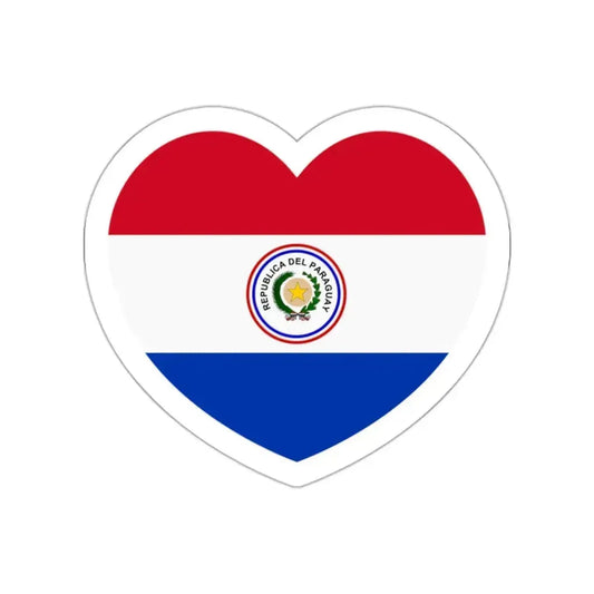 Heart Flag of Paraguay 1842-1990 - STICKER Vinyl Die-Cut Decal White Die-Cut 2 Inch - The Sticker Space