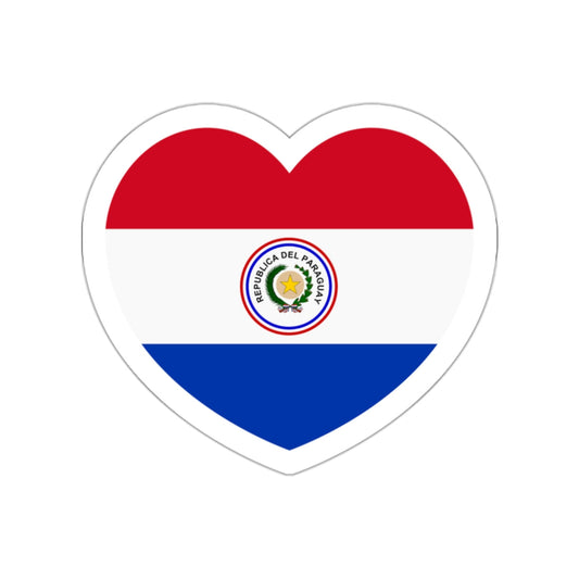 Heart Flag of Paraguay 1842-1990 - STICKER Vinyl Die-Cut Decal-White-The Sticker Space