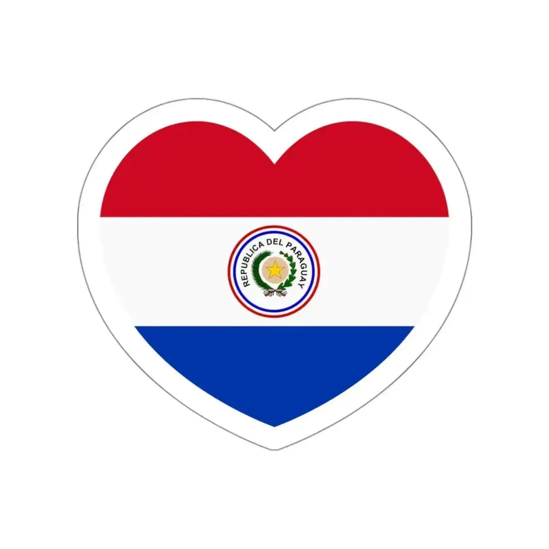Heart Flag of Paraguay 1842-1990 - STICKER Vinyl Die-Cut Decal White Die-Cut 3 Inch - The Sticker Space