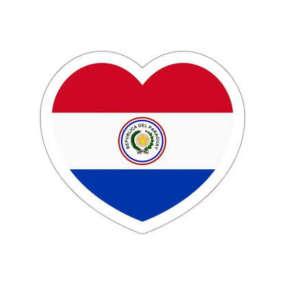 Heart Flag of Paraguay 1842-1990 - STICKER Vinyl Die-Cut Decal White Die-Cut 3 Inch - The Sticker Space