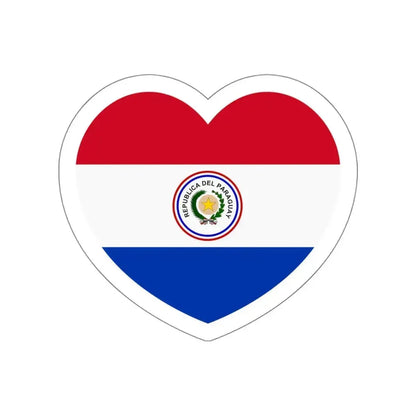 Heart Flag of Paraguay 1842-1990 - STICKER Vinyl Die-Cut Decal White Die-Cut 5 Inch - The Sticker Space