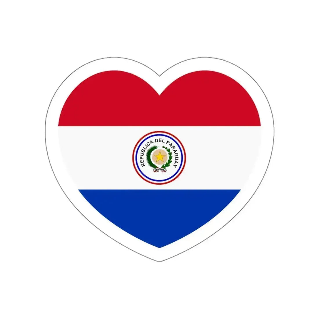 Heart Flag of Paraguay 1842-1990 - STICKER Vinyl Die-Cut Decal White Die-Cut 6 Inch - The Sticker Space