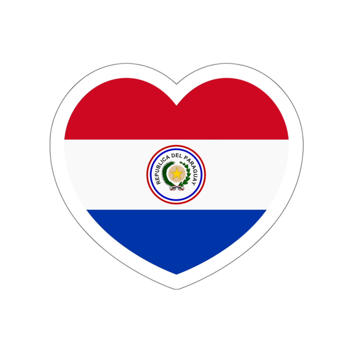 Heart Flag of Paraguay 1842-1990 - STICKER Vinyl Die-Cut Decal-White-The Sticker Space