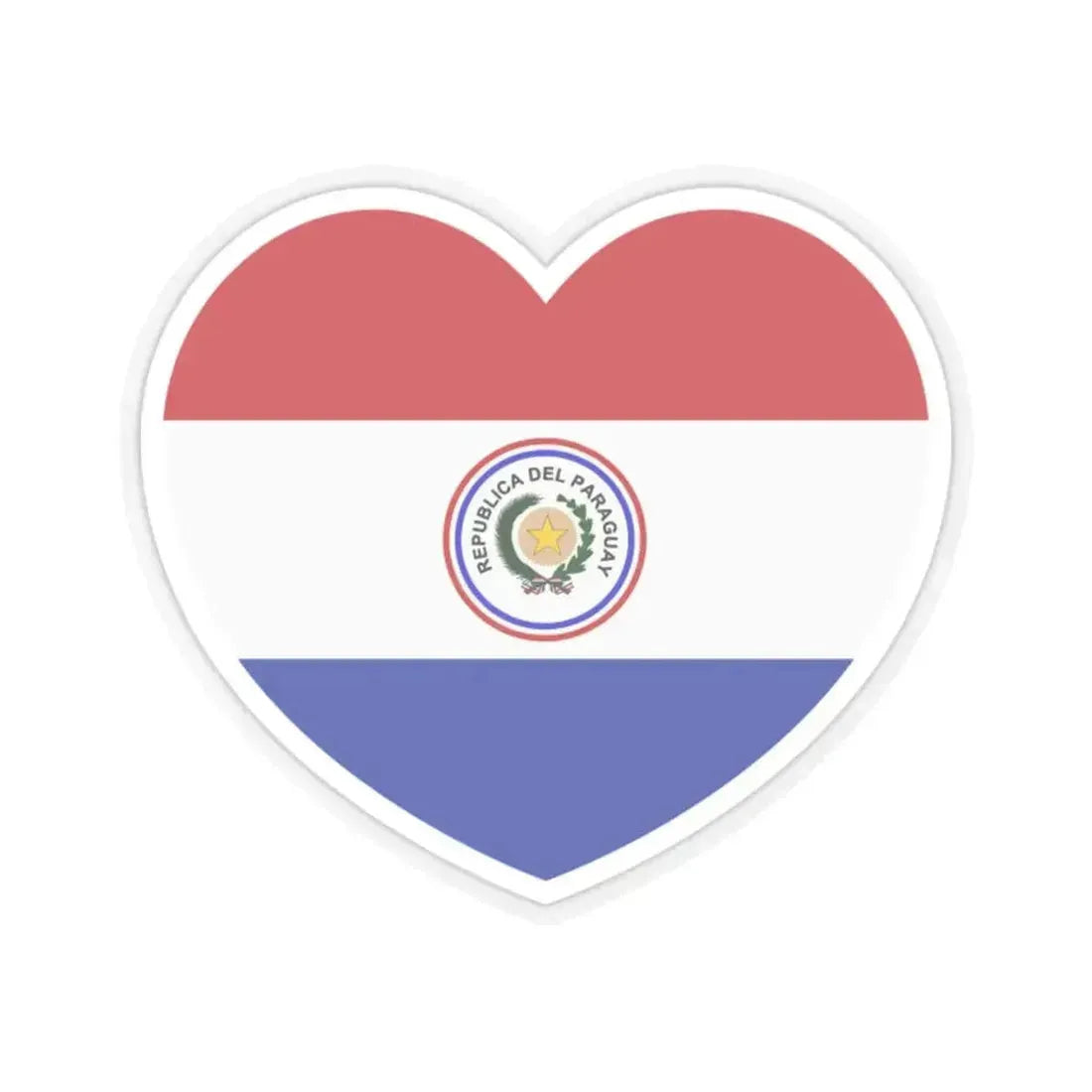 Heart Flag of Paraguay 1842-1990 - STICKER Vinyl Kiss-Cut Decal 2 Inch Transparent - The Sticker Space