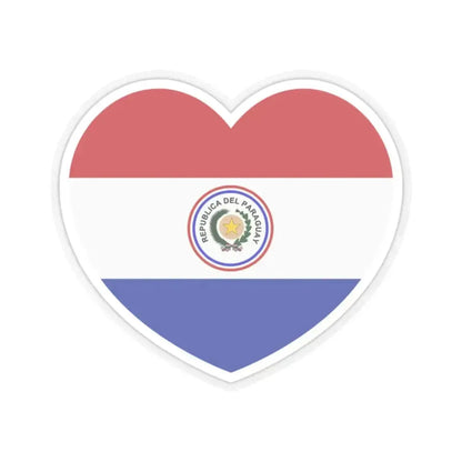Heart Flag of Paraguay 1842-1990 - STICKER Vinyl Kiss-Cut Decal 2 Inch Transparent - The Sticker Space