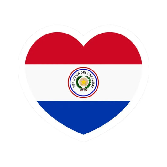 Heart Flag of Paraguay 1842-1990 - STICKER Vinyl Kiss-Cut Decal 2 Inch White - The Sticker Space