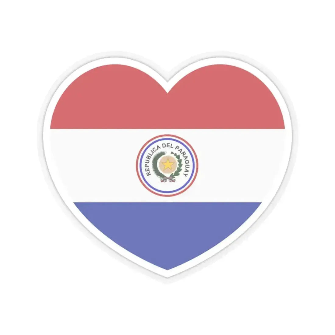 Heart Flag of Paraguay 1842-1990 - STICKER Vinyl Kiss-Cut Decal 3 Inch Transparent - The Sticker Space
