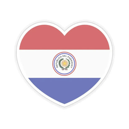 Heart Flag of Paraguay 1842-1990 - STICKER Vinyl Kiss-Cut Decal 3 Inch Transparent - The Sticker Space