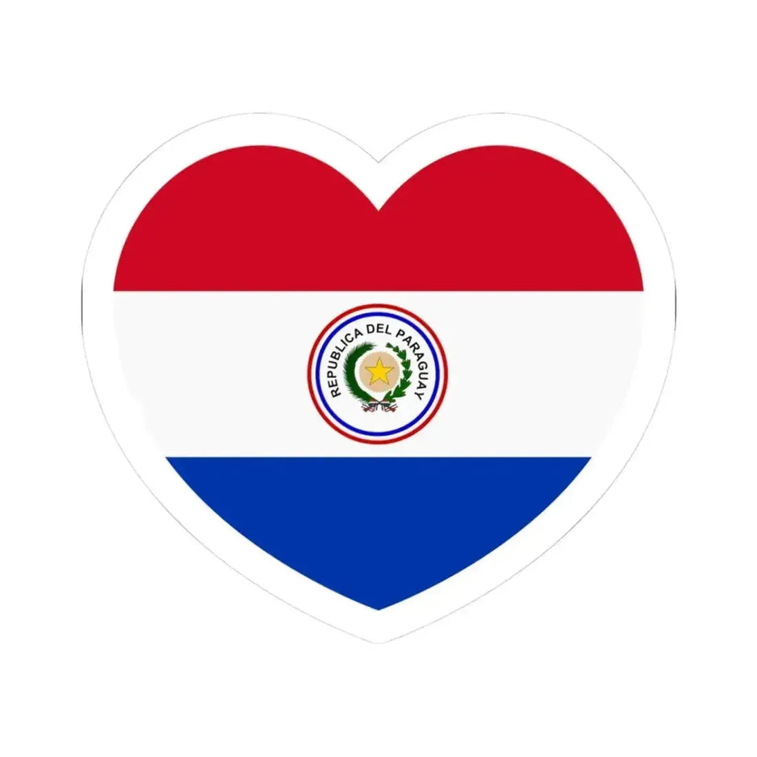 Heart Flag of Paraguay 1842-1990 - STICKER Vinyl Kiss-Cut Decal 3 Inch White - The Sticker Space
