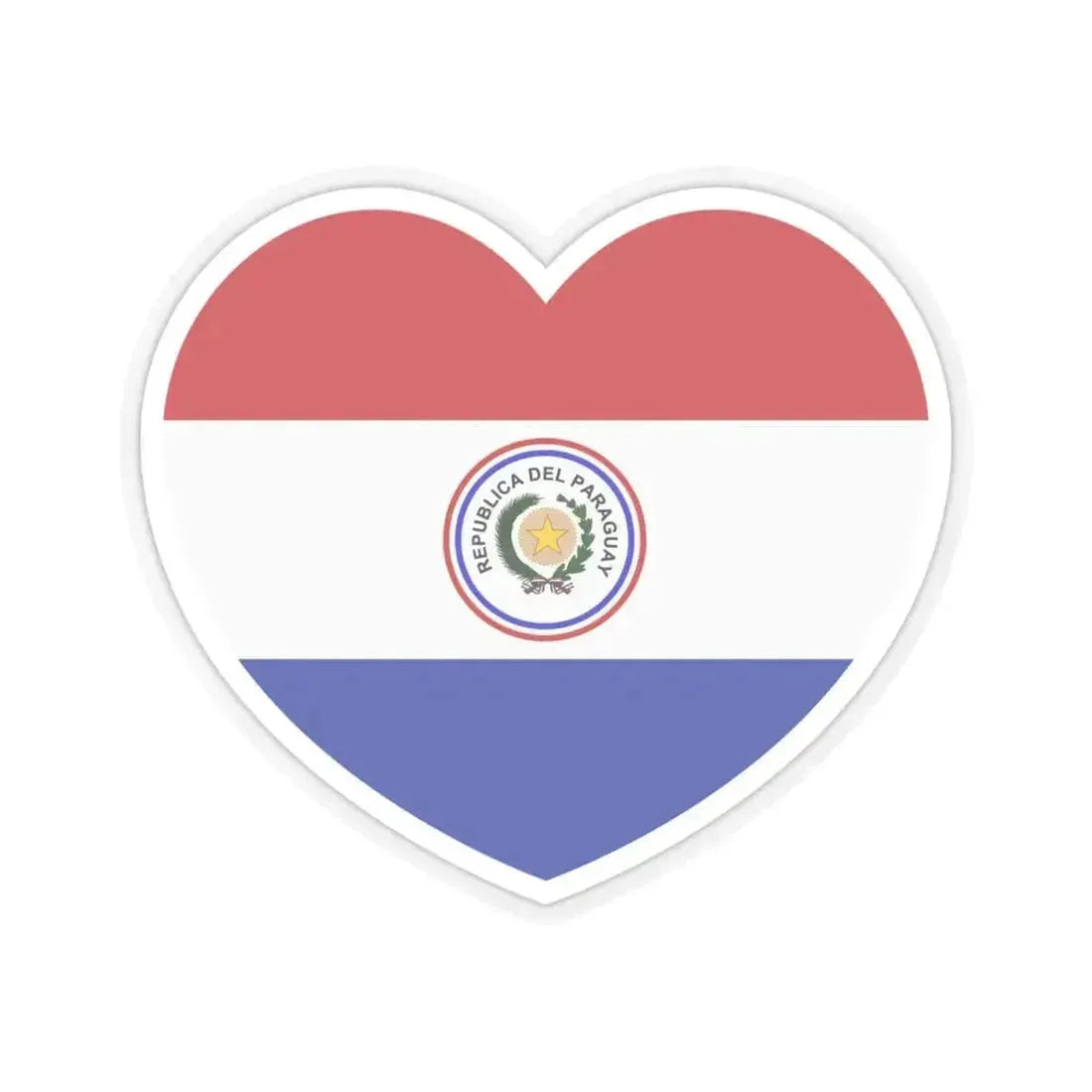 Heart Flag of Paraguay 1842-1990 - STICKER Vinyl Kiss-Cut Decal 4 Inch Transparent - The Sticker Space