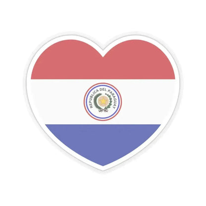 Heart Flag of Paraguay 1842-1990 - STICKER Vinyl Kiss-Cut Decal 4 Inch Transparent - The Sticker Space